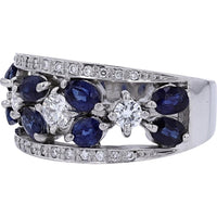 Platinum 1.54 Carat Total Weight Oval Sapphire Ring with 0.47 Carat Diamond Accents