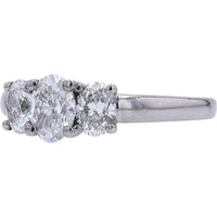 Platinum 1.56 Carat Three Stone Diamond Engagement Ring