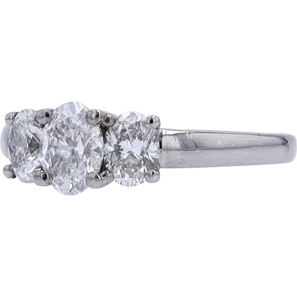 Platinum 1.56 Carat Three Stone Diamond Engagement Ring