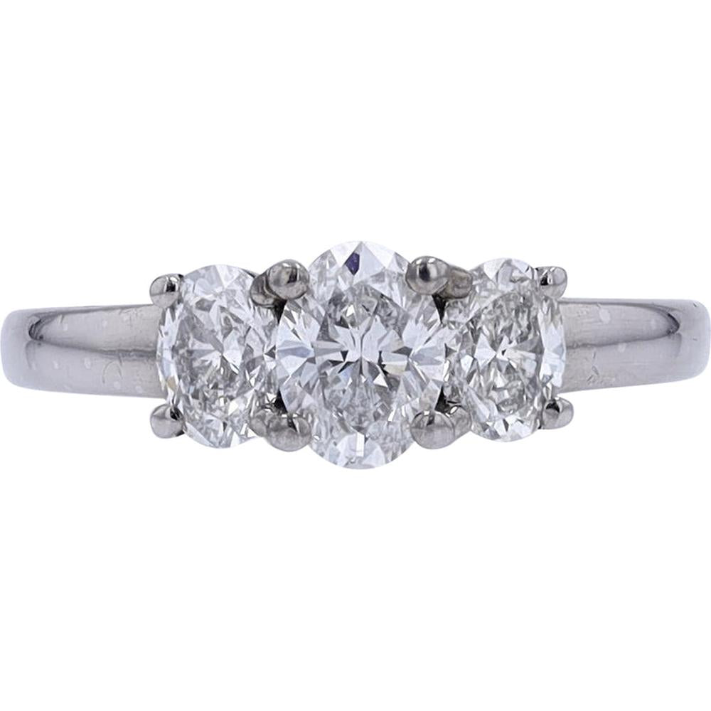 Platinum 1.56 Carat Three Stone Diamond Engagement Ring