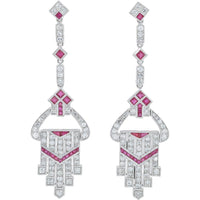 Platinum 1.58 Carat Total Ruby Earrings with 2.12 Carats Diamond Accents