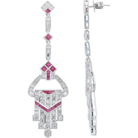 Platinum 1.58 Carat Total Ruby Earrings with 2.12 Carats Diamond Accents