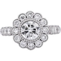 Platinum 1.81 Carat Diamond Halo Engagement Ring with 1.00 Carat Center Diamond