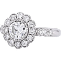 Platinum 1.81 Carat Diamond Halo Engagement Ring with 1.00 Carat Center Diamond