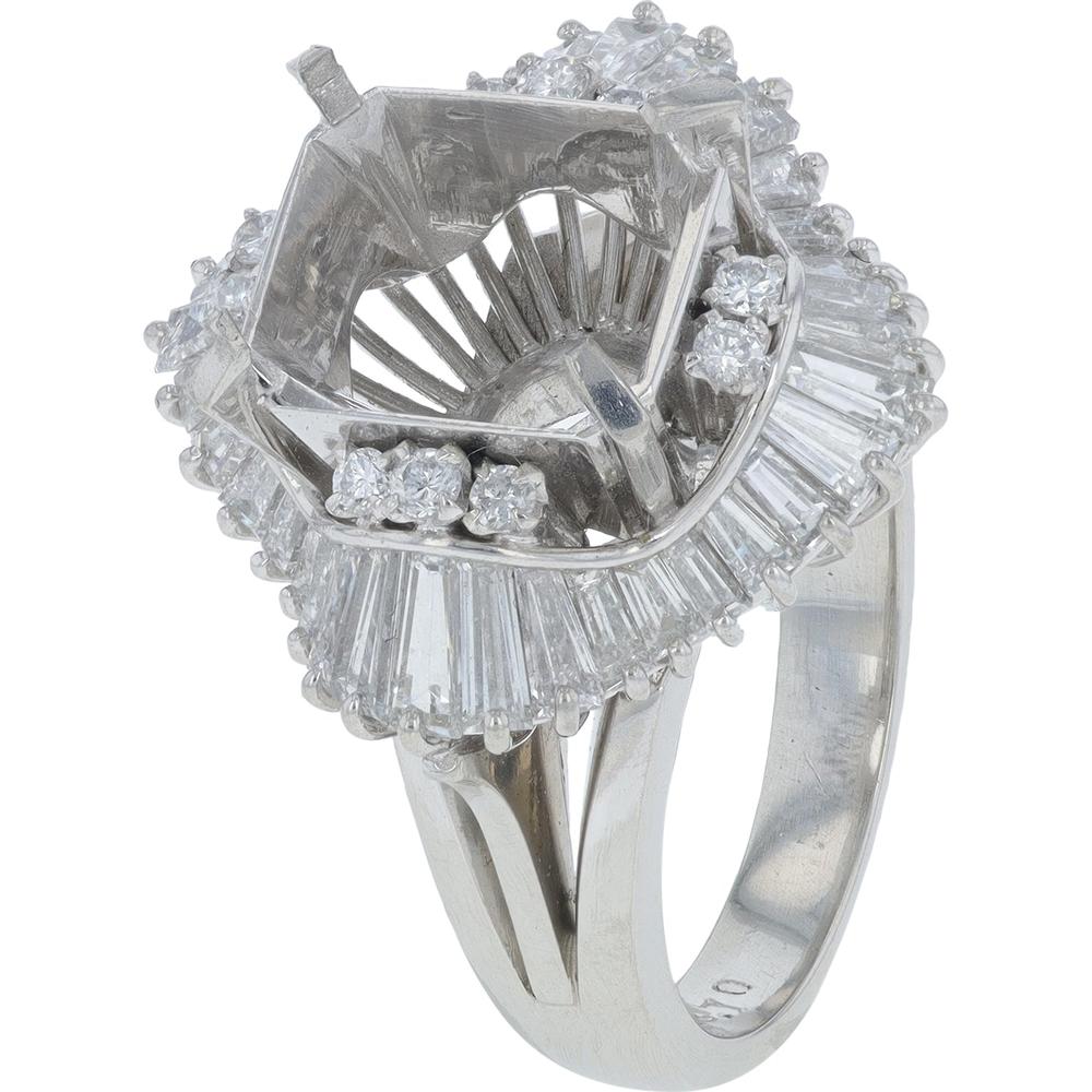 Platinum 1.90 Carats Diamond Semi-Mount Ring - Size 6.25