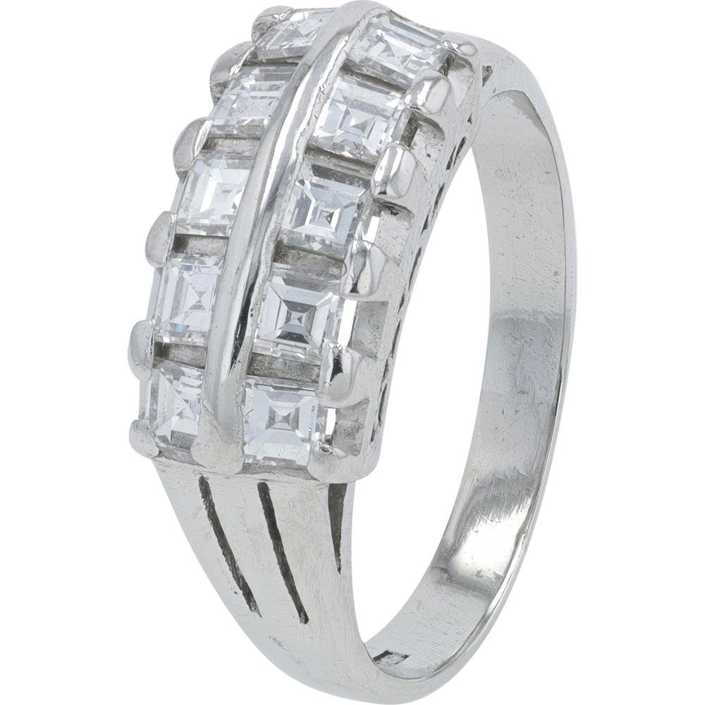 Platinum 1 Carat Diamond Band with Channel Set Square - Cut Diamonds
