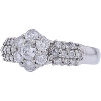 Platinum 1 - Carat Diamond Cluster Ring with Milgrain Detail - 1.00 Carat Total Diamond Weight