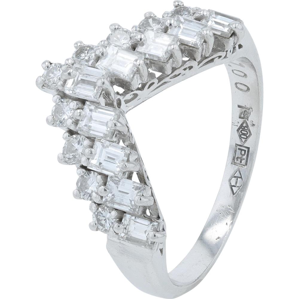 Platinum 1 Carat Total Weight Diamond Chevron Band - 1.00 Carat Total Diamond Weight