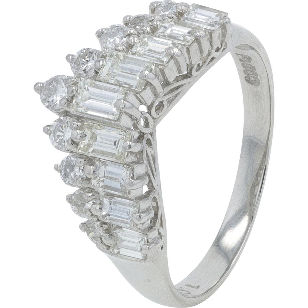 Platinum 1 Carat Total Weight Diamond Chevron Ring - 1.00 Carat Total Diamond Weight