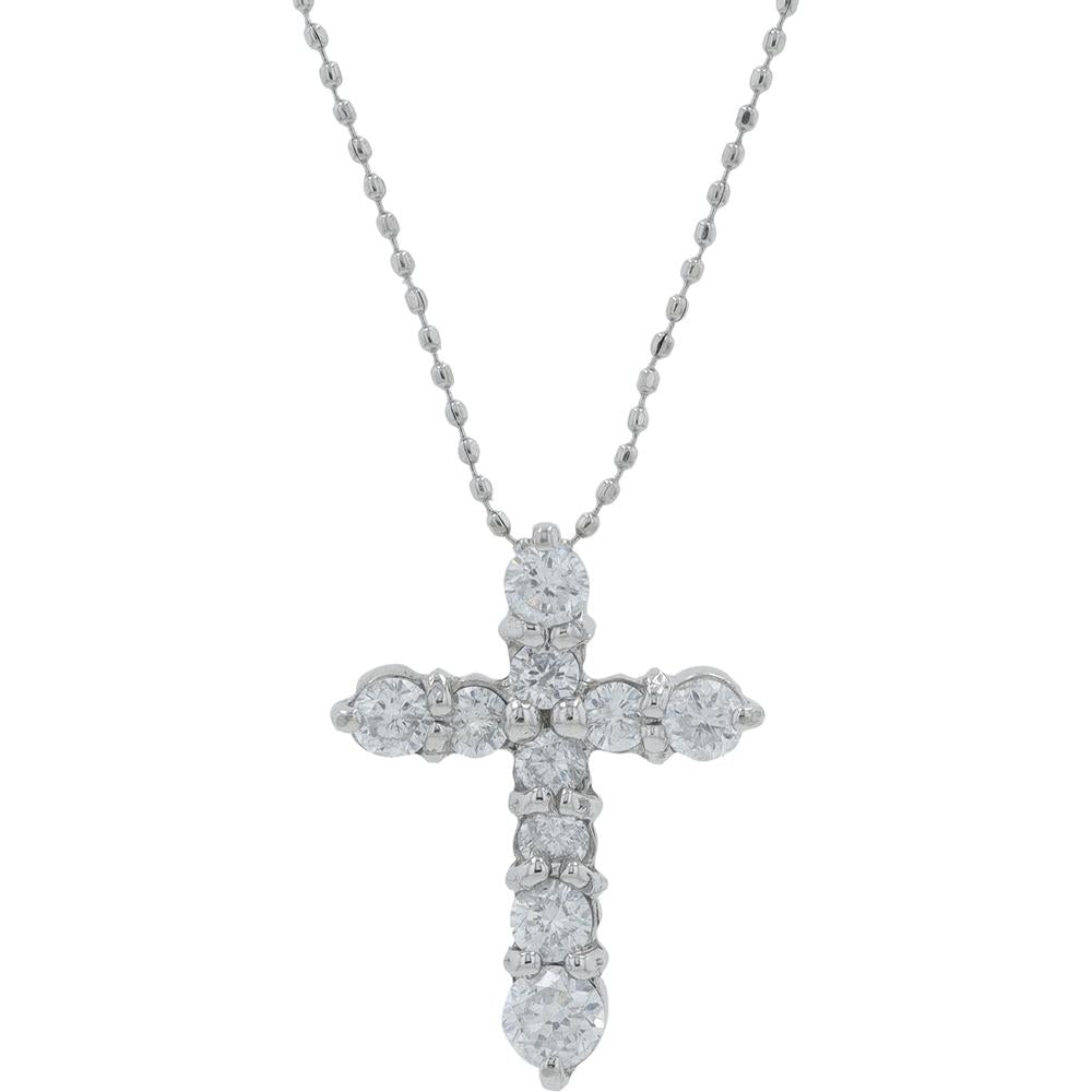 Platinum 1 Carat Total Weight Diamond Cross Pendant - 1.00 Carat Total Diamond Weight