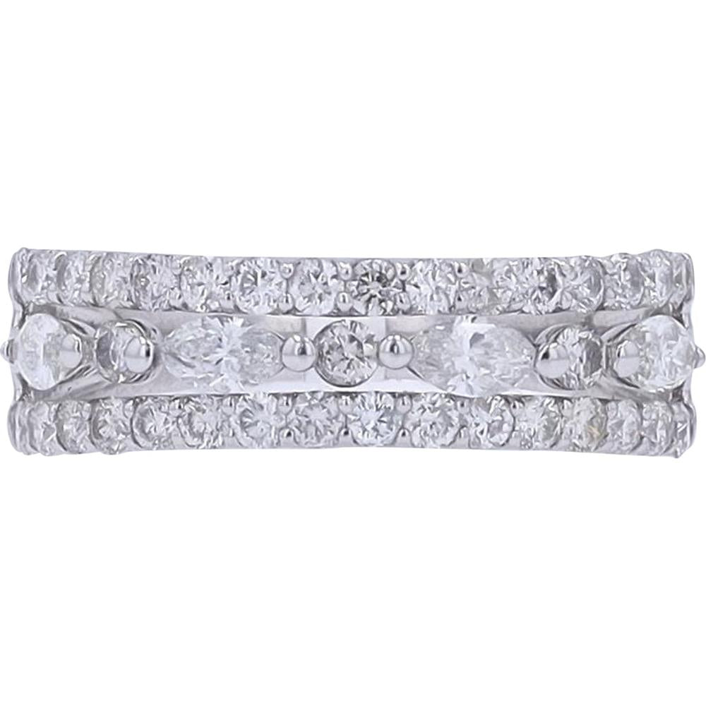 Platinum 1 Carat Total Weight Diamond Eternity Band with Prong and Pavé Set Diamonds
