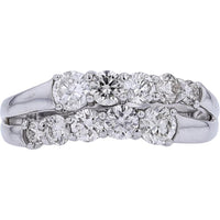 Platinum 1 Carat Total Weight Diamond Ring with Dual Row Round Diamonds