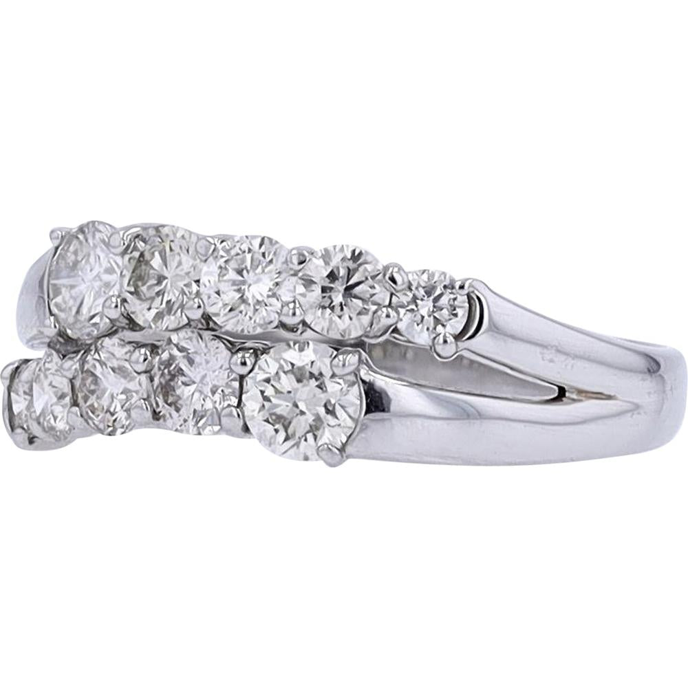 Platinum 1 Carat Total Weight Diamond Ring with Dual Row Round Diamonds