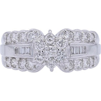 Platinum 1 Carats Diamond Ring with Round Cut Diamonds - 1.00 Carats Total Diamond Weight