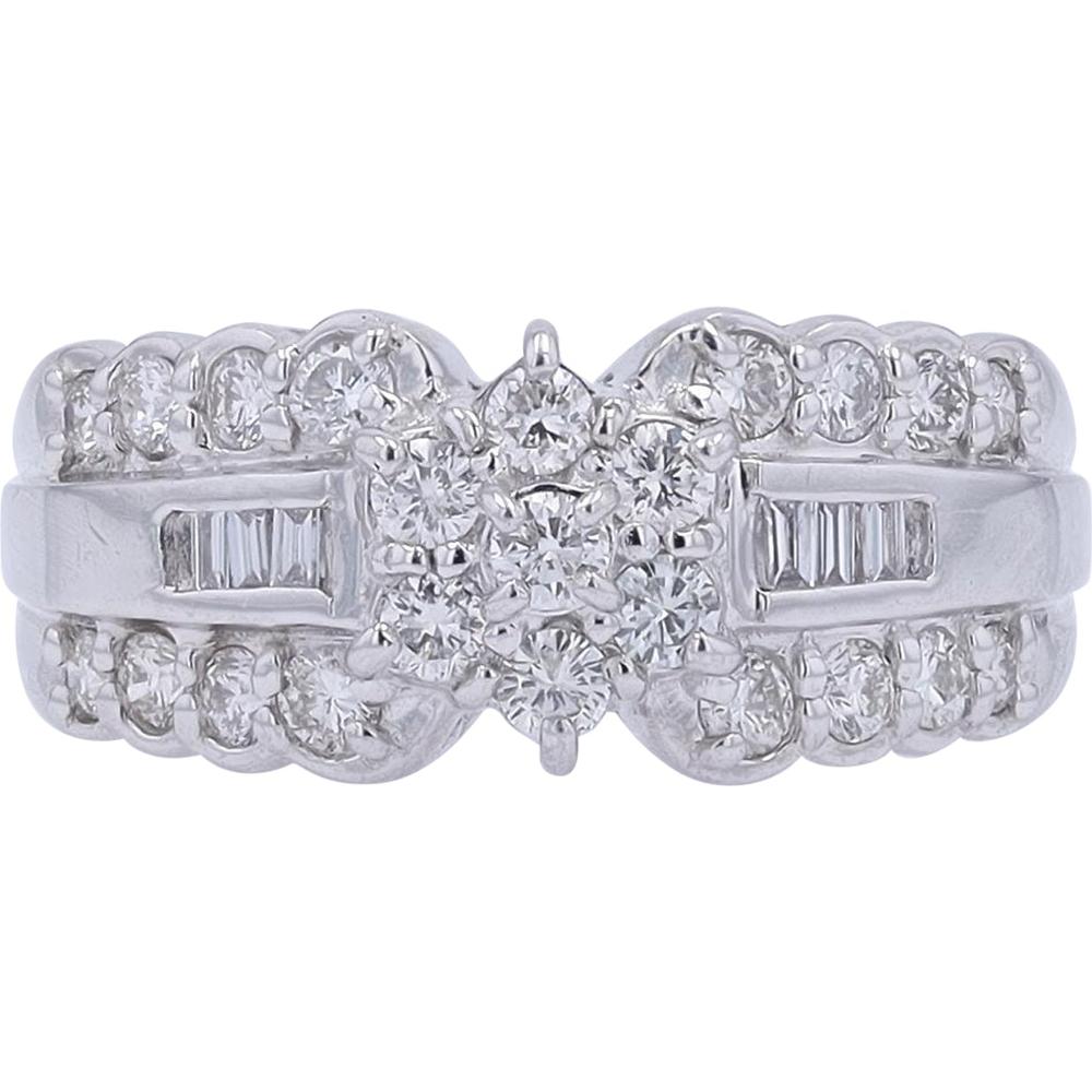 Platinum 1 Carats Diamond Ring with Round Cut Diamonds - 1.00 Carats Total Diamond Weight