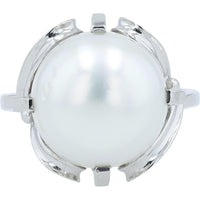 Platinum 12.6 mm Round Pearl Ring in Platinum