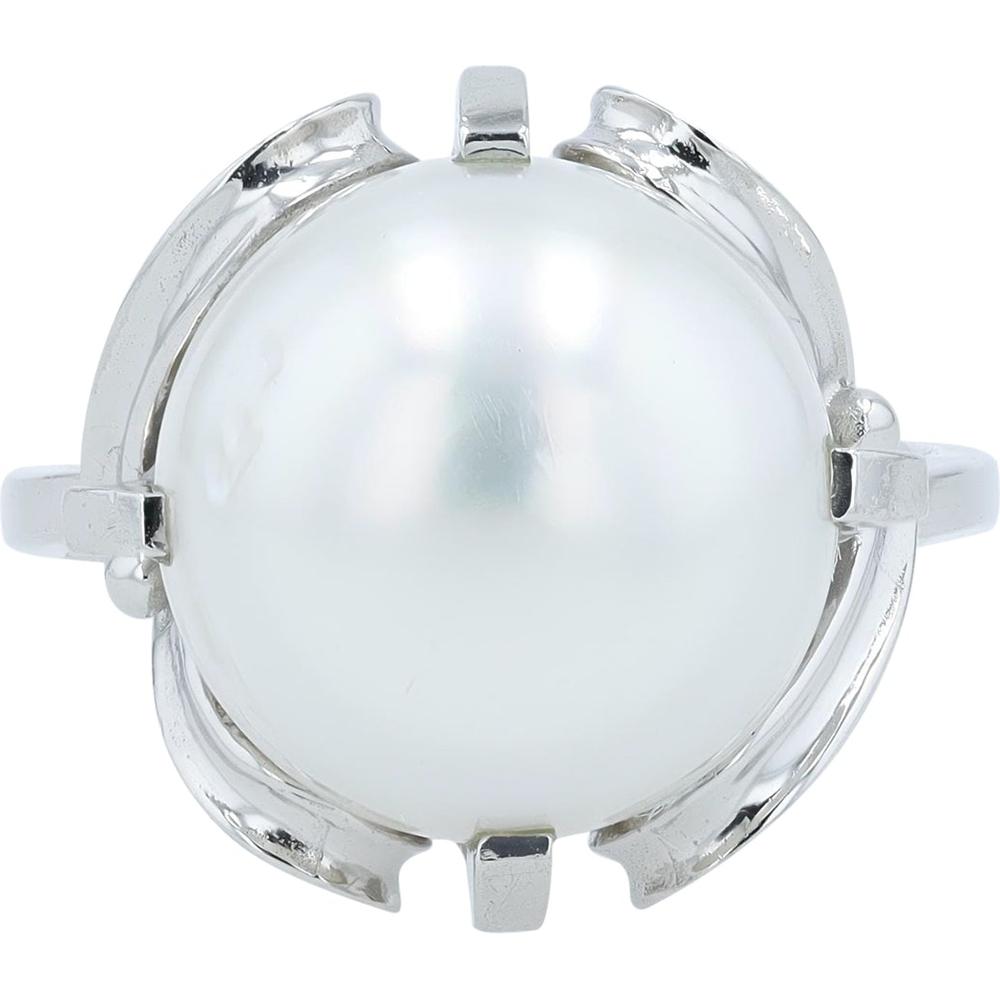 Platinum 12.6 mm Round Pearl Ring in Platinum