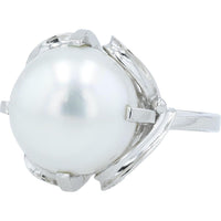 Platinum 12.6 mm Round Pearl Ring in Platinum