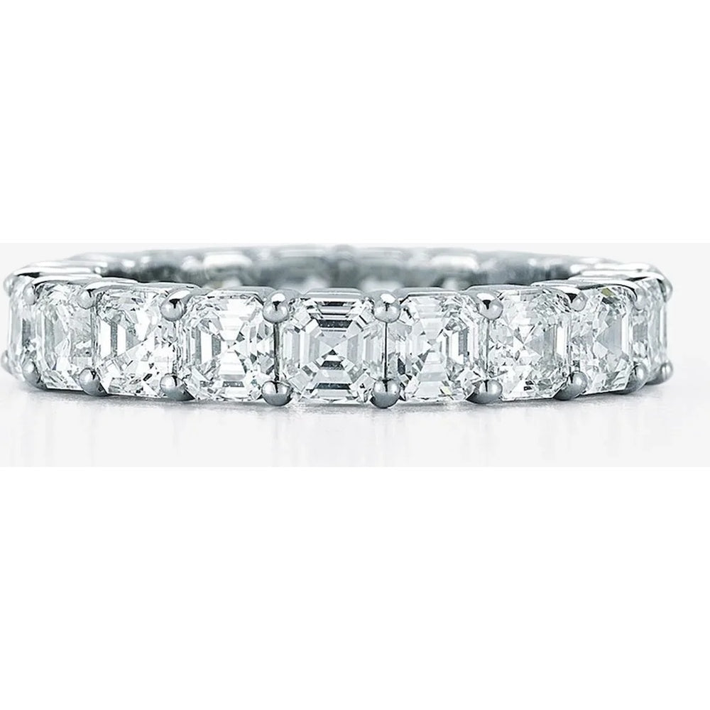 Platinum 13.45 Carat Asscher Cut Lab Diamond Eternity Band - Prong Set 13 Stones E-F VS2 - Covaloro Fine Jewelry
