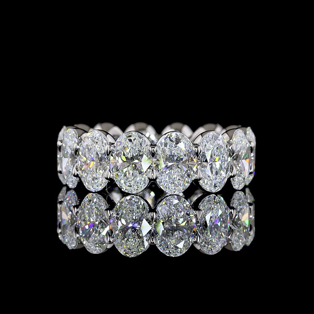 Platinum 14-Stone Eternity Band with North-South Oval Cut Lab Diamonds - 8.46 Carat Total Weight, E-F Color, VS2 Clarity - Covaloro Fine Jewelry