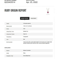 Platinum 15.5-Inch Pendant Necklace with 1.00 Carat Burma Ruby and 0.35 Carat Baguette Diamond Halo