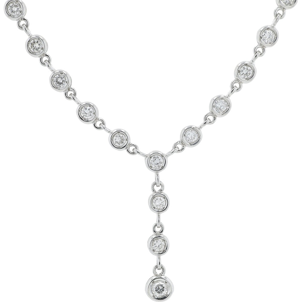 Platinum 16-Inch Lariat Necklace with Bezel-Set Round Diamonds - 3.00 Carat Total Diamond Weight