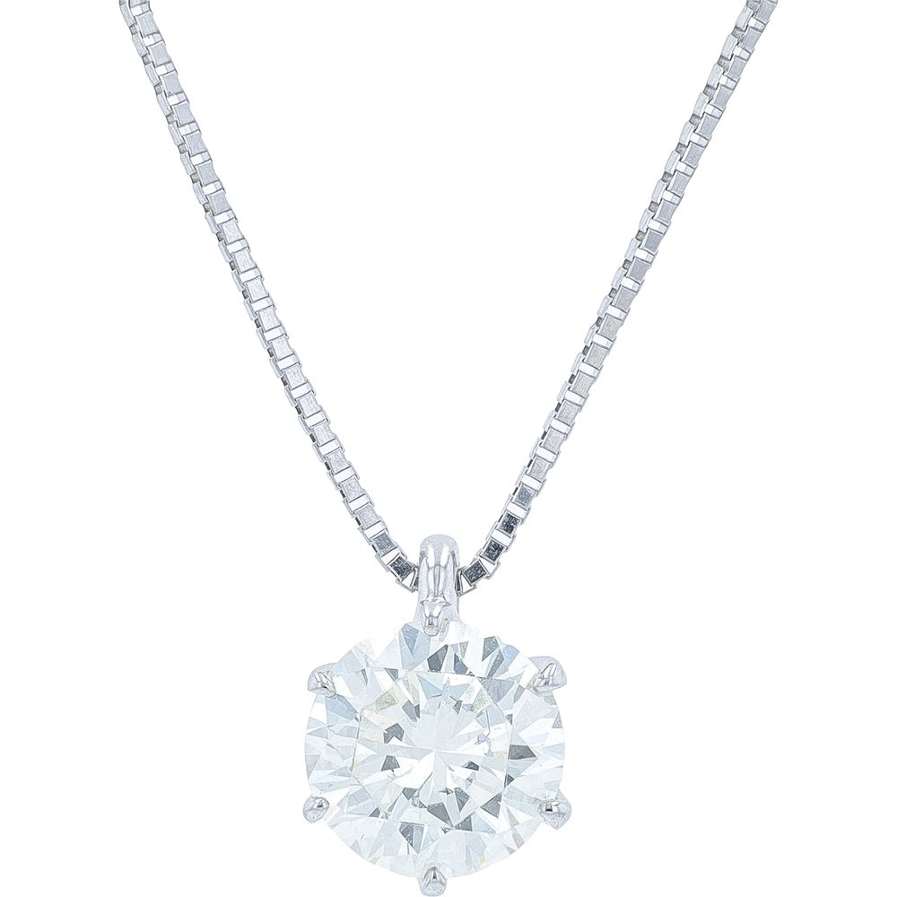 Platinum 17.5 Inch Round Brilliant Diamond Solitaire Pendant - 1.11 Carat Total Diamond Weight