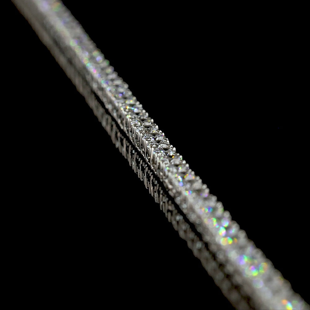 Platinum 17.5-Inch Tennis Necklace with 196 Round Brilliant Cut Natural Diamonds - 5.35 Total Carat Weight, G-H Color, SI Clarity - Covaloro Fine Jewelry