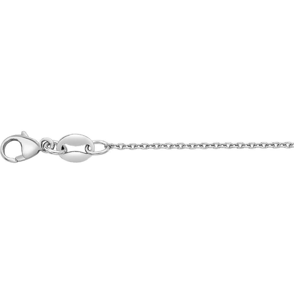 Platinum 18" 1.2mm Oval Cable Chain Necklace with Polished Finish and Lobster Clasp by Orozza Fine Jewelry
