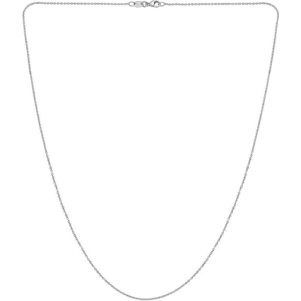 Platinum 18" 1.2mm Oval Cable Chain Necklace with Polished Finish and Lobster Clasp by Orozza Fine Jewelry