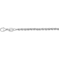 Platinum 18" Diamond Cut Rope Chain with Pear Lobster Clasp - 2.2mm Width by Orozza Fine Jewelry