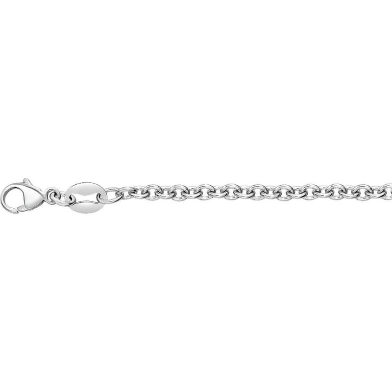 Platinum 18" Oval Cable Link Chain Necklace with Pear-Shaped Lobster Clasp - 2.3mm by Orozza Fine Jewelry