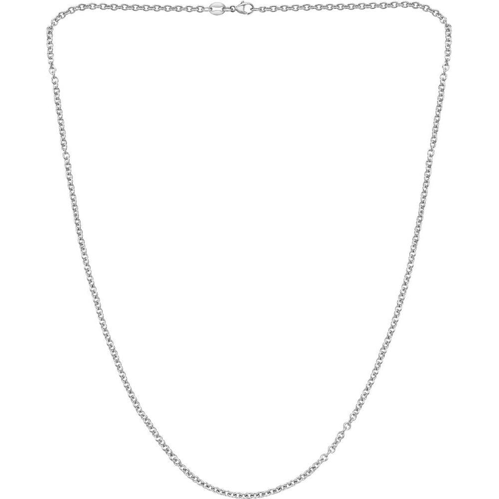 Platinum 18" Oval Cable Link Chain Necklace with Pear-Shaped Lobster Clasp - 2.3mm by Orozza Fine Jewelry