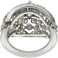 Platinum 1970's Bombe Ring with 5.75 Carats Marquise, Baguette, and Round Cut Diamonds