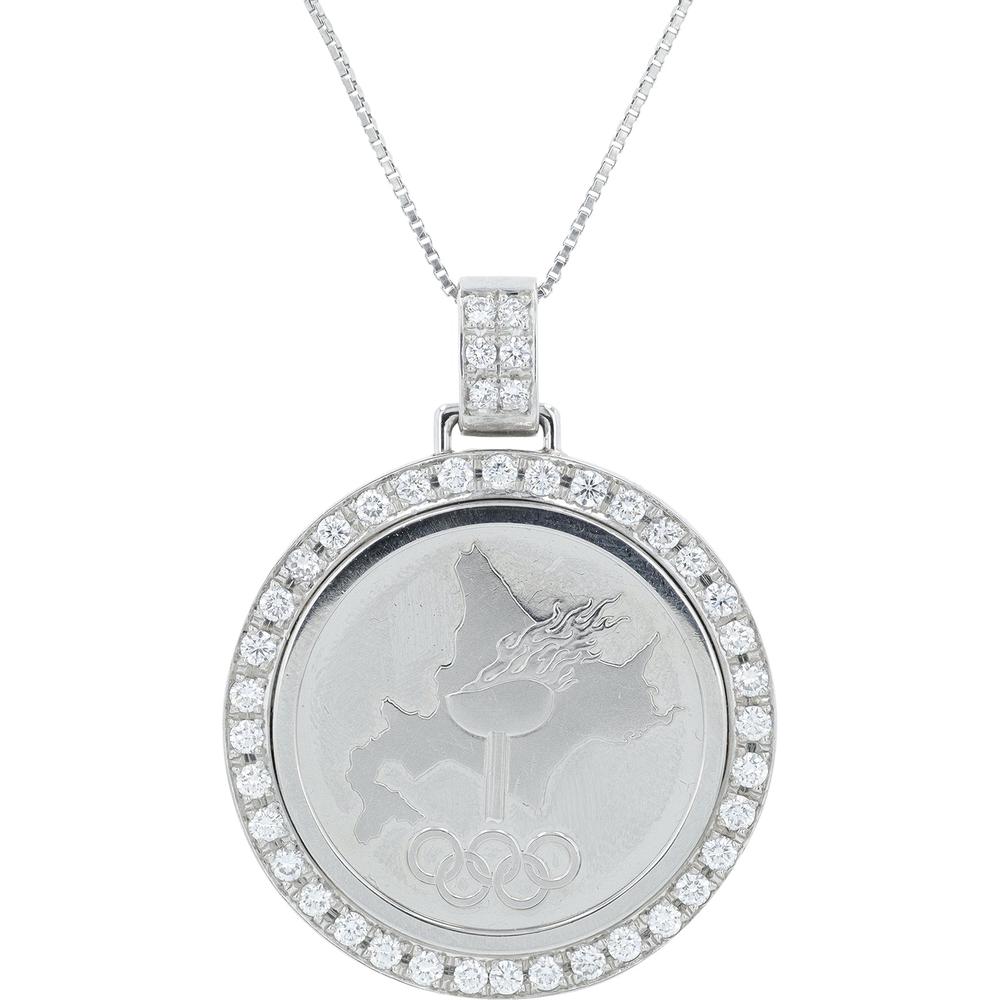 Platinum 1972 Sapporo Olympic Coin Pendant with 2.11 Carat Diamond Halo - PT1000