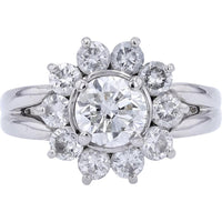 Platinum 2.00 Carat Total Diamond Halo Engagement Ring with 0.98 Carat Round Center Diamond