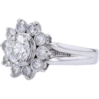 Platinum 2.00 Carat Total Diamond Halo Engagement Ring with 0.98 Carat Round Center Diamond