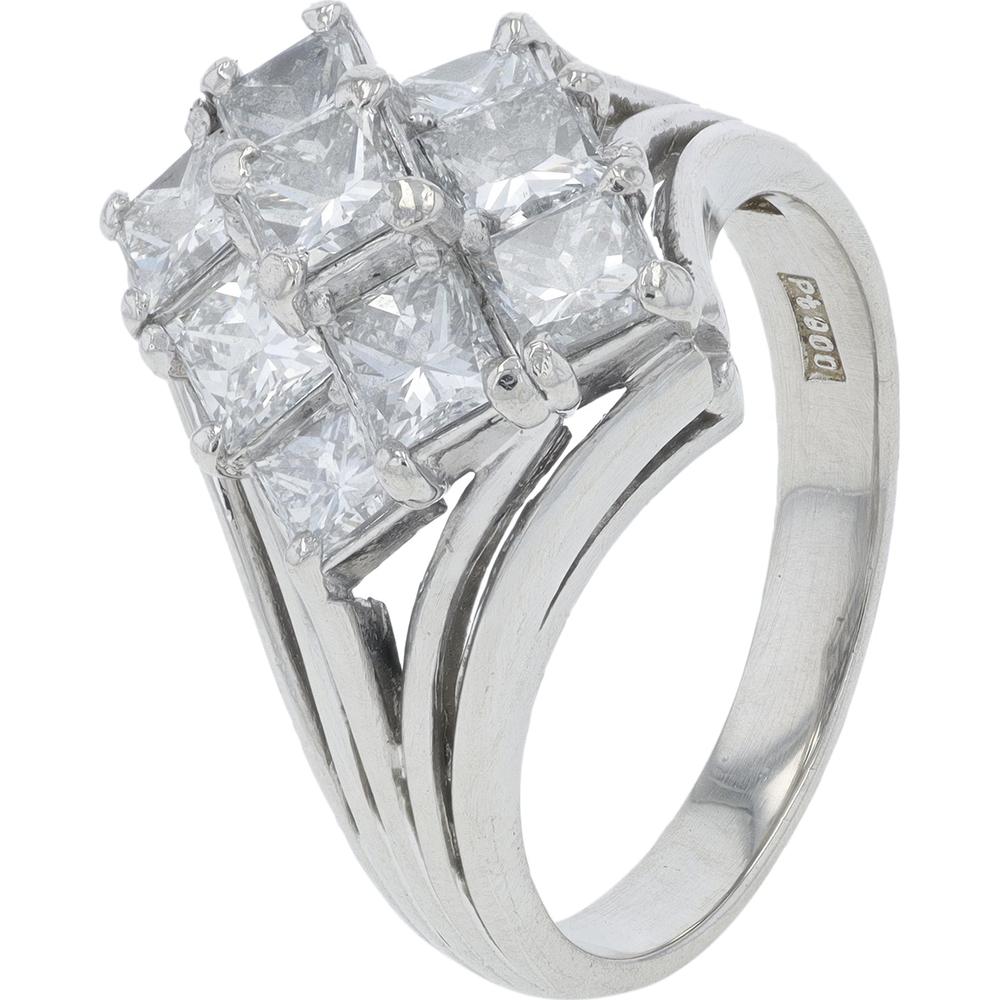 Platinum 2.01 Carat Diamond Heart Cluster Ring with Prong Set Diamonds - 2.01 Carat Total Diamond Weight