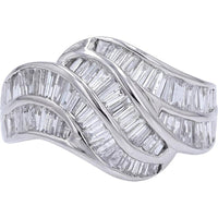 Platinum 2.02 Carat Diamond Ring with Baguette - Cut Diamonds - 2.02 Carat Total Diamond Weight