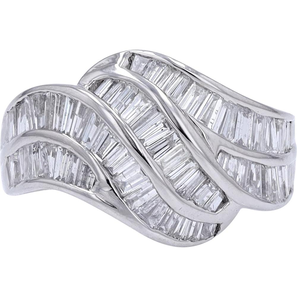 Platinum 2.02 Carat Diamond Ring with Baguette - Cut Diamonds - 2.02 Carat Total Diamond Weight