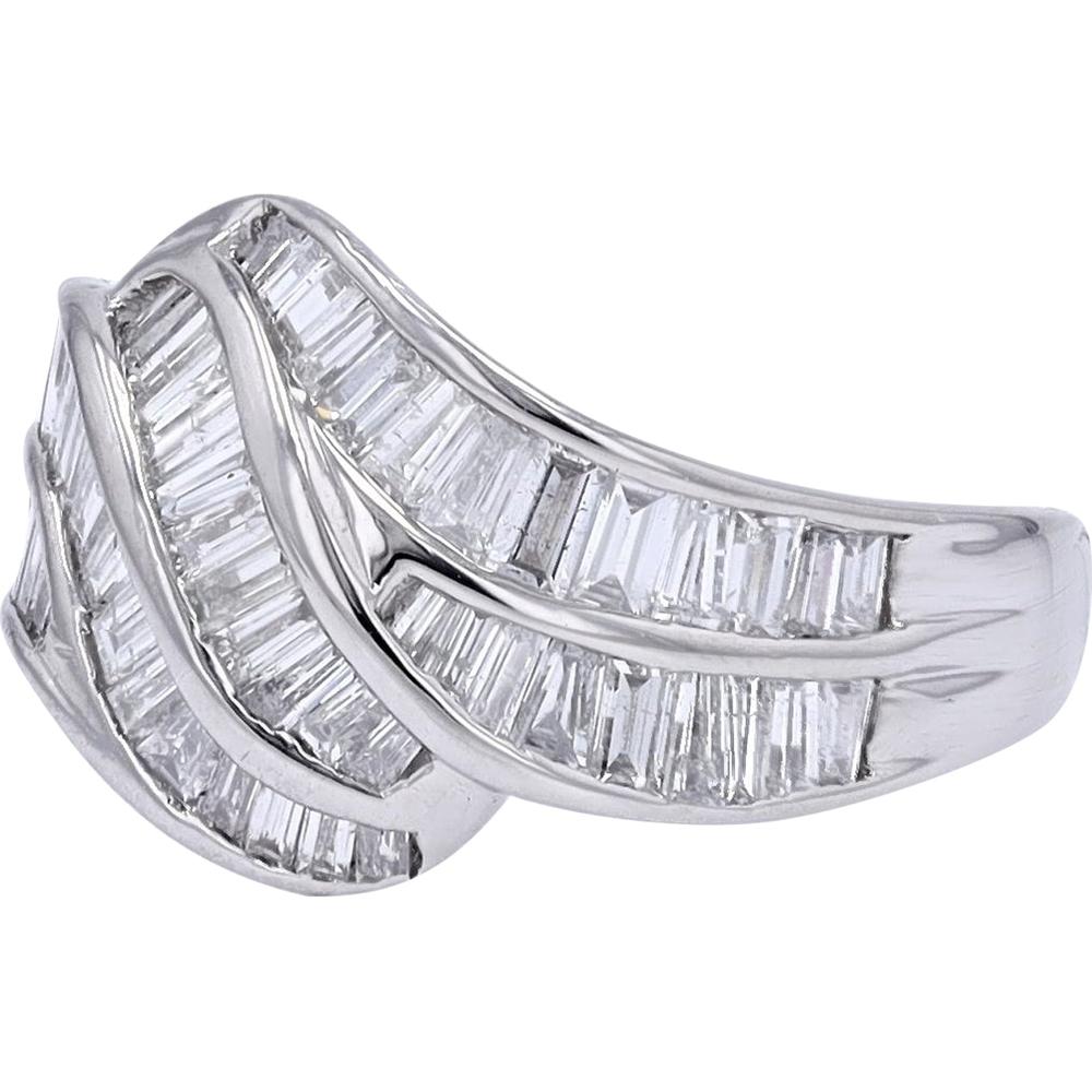 Platinum 2.02 Carat Diamond Ring with Baguette - Cut Diamonds - 2.02 Carat Total Diamond Weight