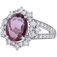 Platinum 2.04 Carat NO Heat Purple Pink Sapphire Halo Ring with 0.77 Carat Diamond Accents