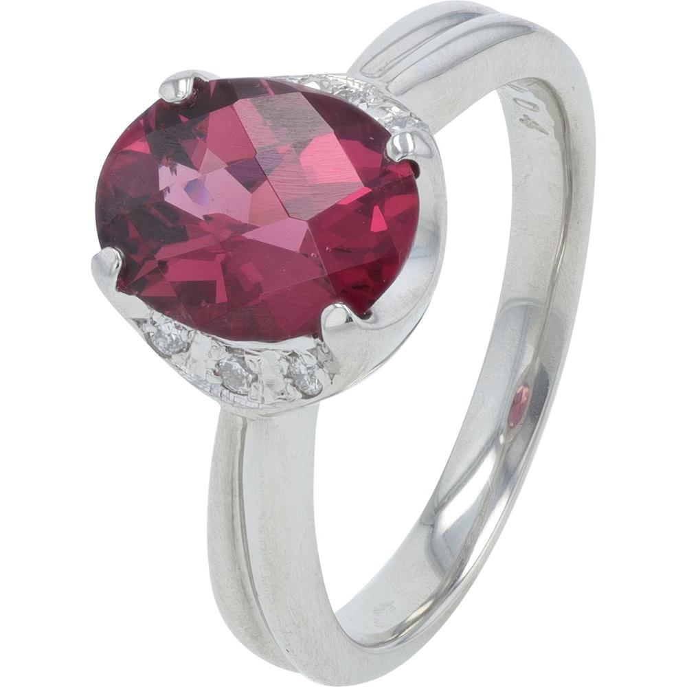 Platinum 2.04 Carat Rhodolite Garnet Ring with 0.05 Carat Diamond Halo