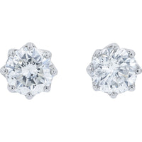 Platinum 2.05 Carat Total Weight Round Brilliant Diamond Stud Earrings with Secure Multi-Prong Settings