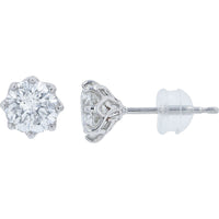 Platinum 2.05 Carat Total Weight Round Brilliant Diamond Stud Earrings with Secure Multi-Prong Settings