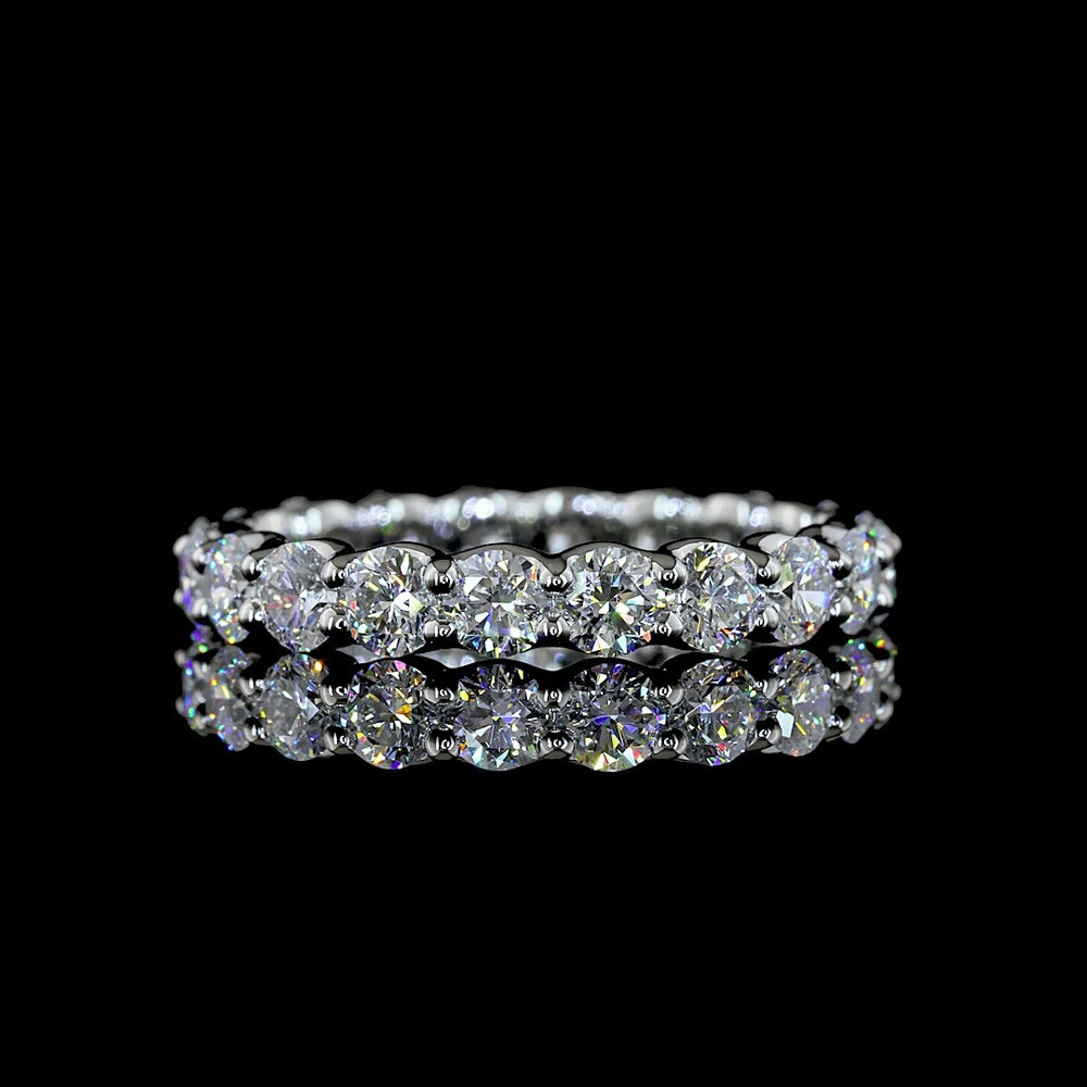 Platinum 2.06 Carat Eternity Band with U-Prong Set Round Lab Diamonds - 20 Stones, E-F Color VS Clarity - Covaloro Fine Jewelry