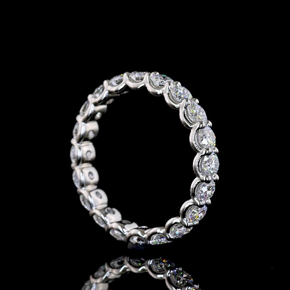 Platinum 2.06 Carat Eternity Band with U-Prong Set Round Lab Diamonds - 20 Stones, E-F Color VS Clarity - Covaloro Fine Jewelry
