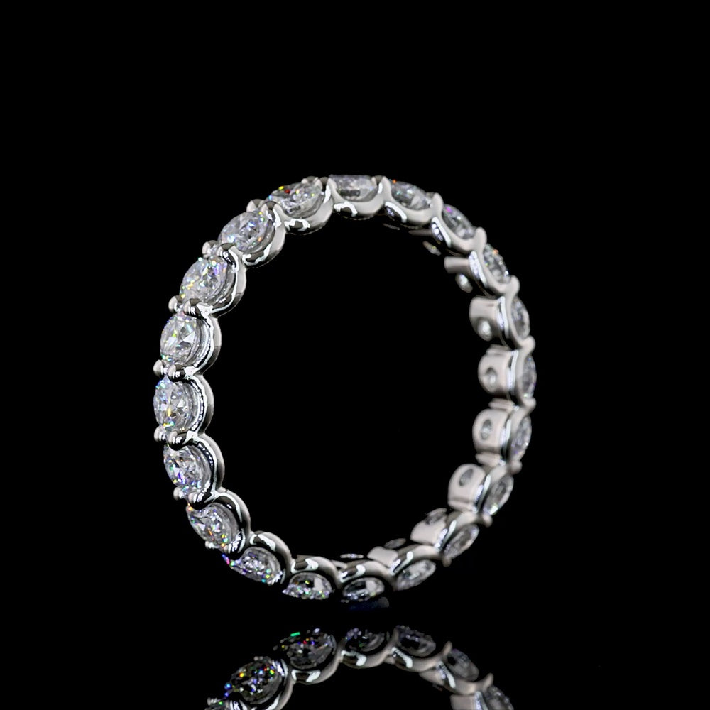 Platinum 2.06 Carat Eternity Band with U-Prong Set Round Lab Diamonds - 20 Stones, E-F Color VS Clarity - Covaloro Fine Jewelry