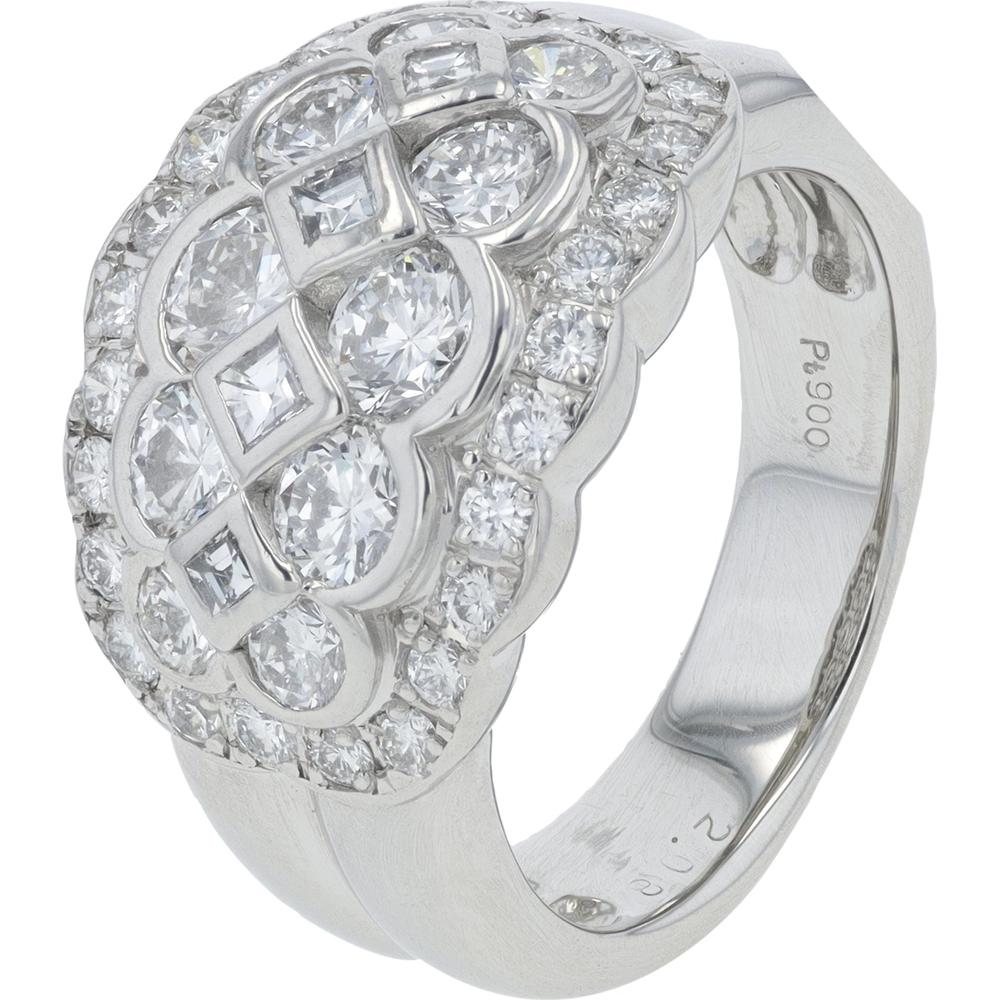 Platinum 2.08 Carat Total Weight Round Diamond Ring in Platinum Setting