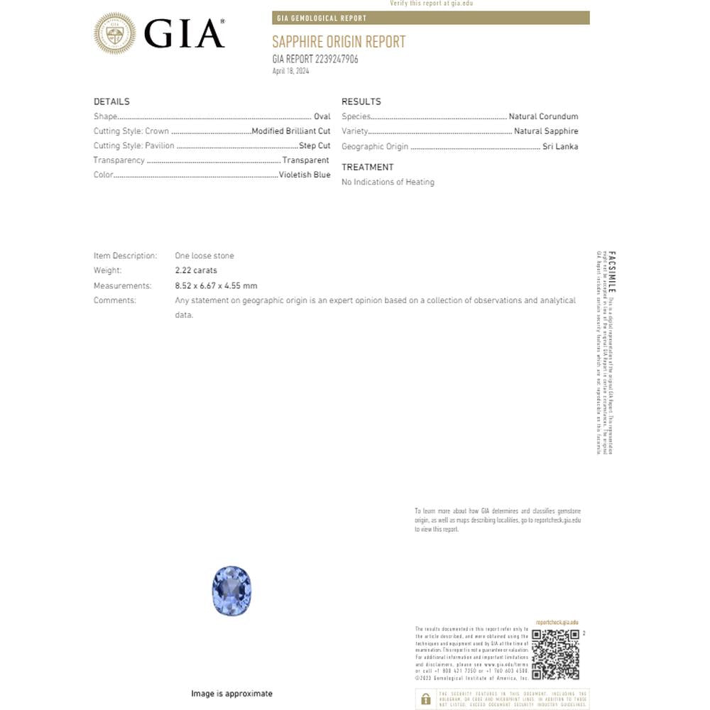 Platinum 2.22 Carat Sri Lanka No Heat Sapphire Ring with 1.25 Carat Pavé Diamonds - Platinum 900